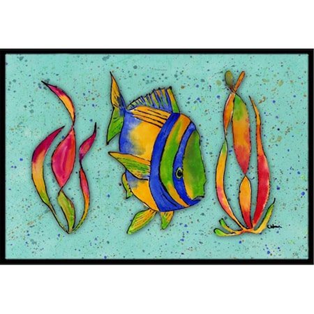 Carolines Treasures 18 x 27 In. Tropical Fish on Teal Indoor or Outdoor Mat 8569MAT